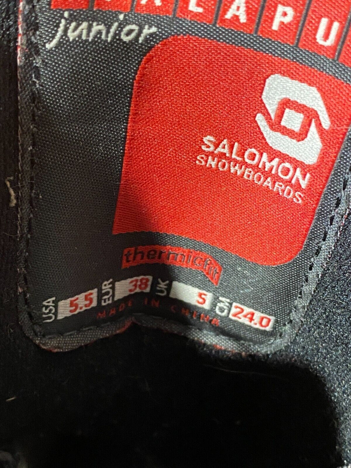 SALOMON Snowboard Boots JUNIOR Size EU38, US5.5, UK5 Mondo 240 mm