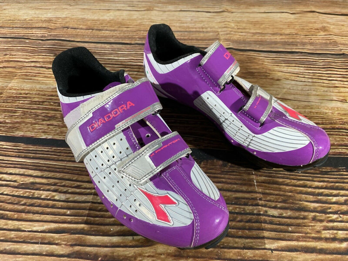 DIADORA Cycling Shoes MTB Mountain Biking Boots Ladies Size EU39 With SPD Cleats