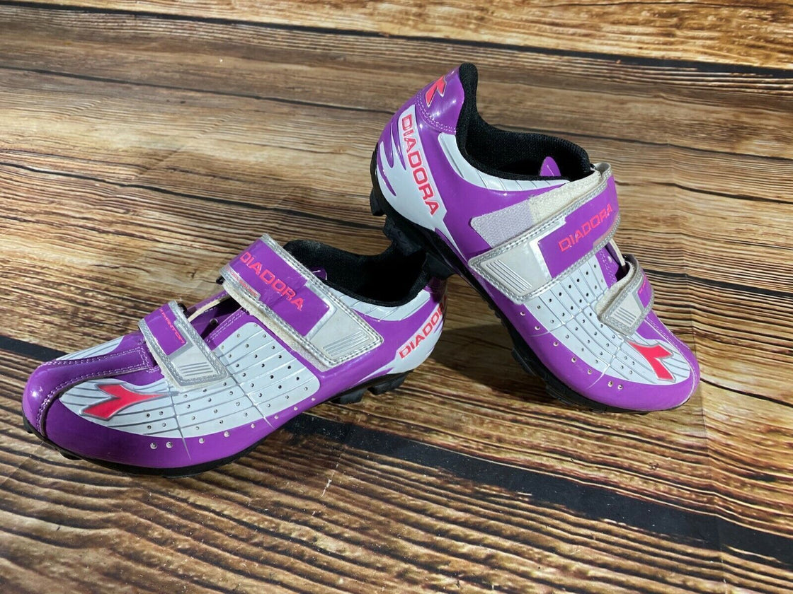 DIADORA Cycling Shoes MTB Mountain Biking Boots Ladies Size EU39 With SPD Cleats