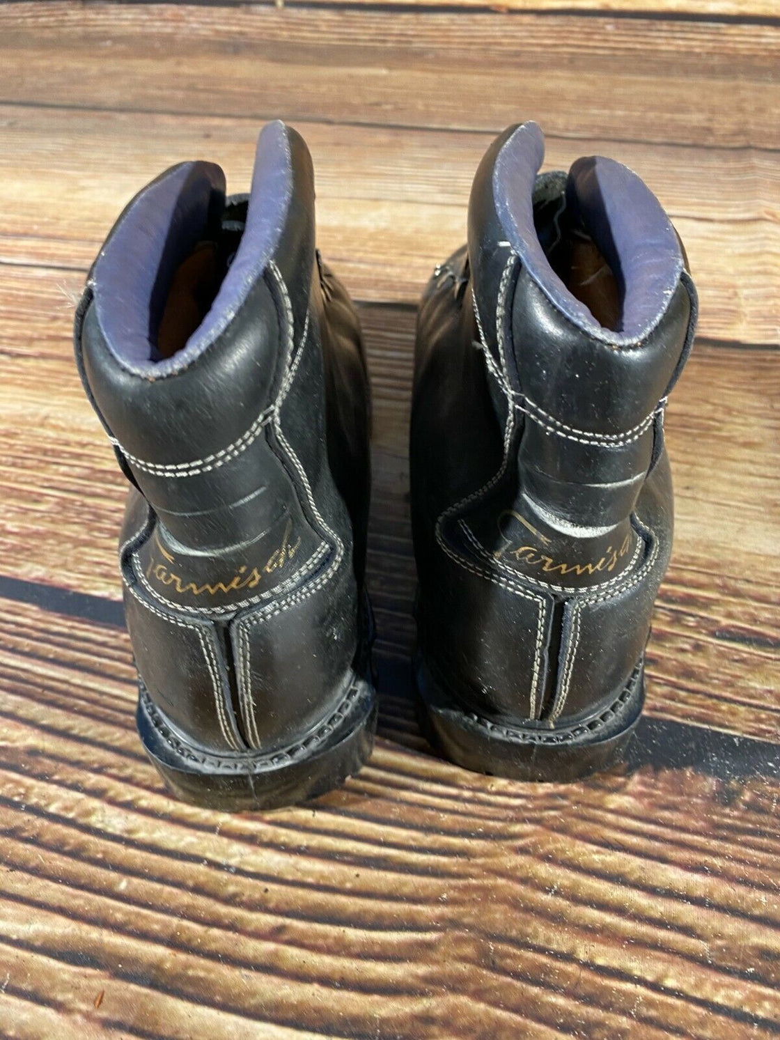 GARMISCH Vintage Leather Alpine Ski Boots Cable Bindings EU41, US7.5, Mondo 258