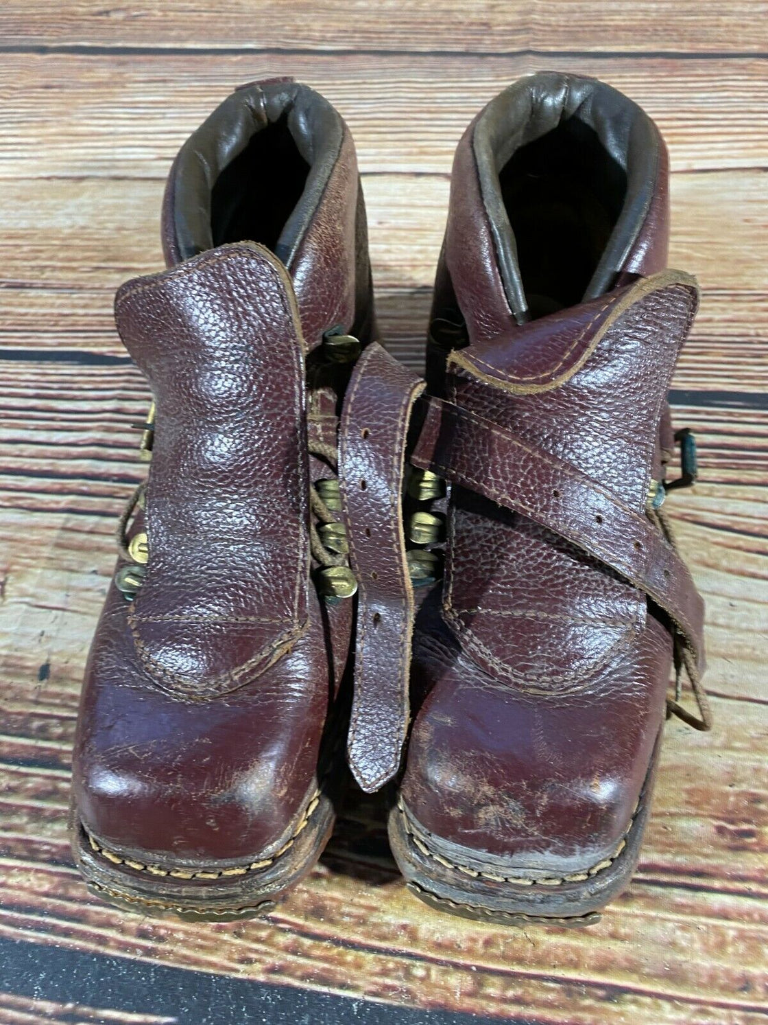 Vintage Leather Cross Country Ski Boots Kandahar Cable Bindings EU36 US4 KL25